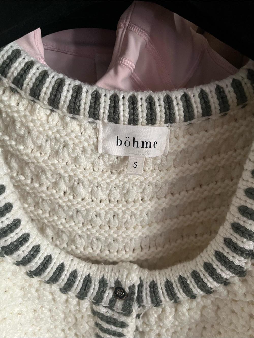 Bohme Cream Crochet Knit Button Front top size small 🎀 - Picture 2 of 5